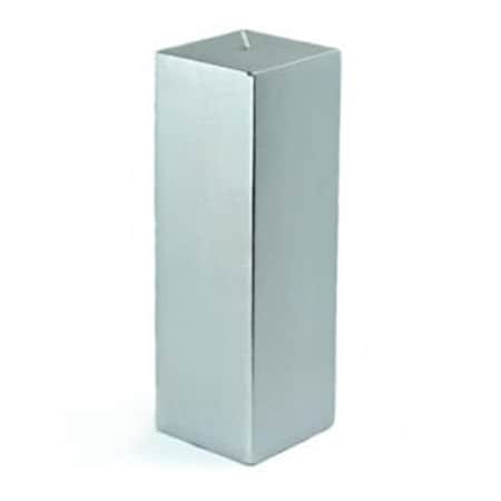 Zest Candle CPZ-162-12 3 x 9 in. Metallic Silver Square Pillar Candle, 12PK CPZ-162_12